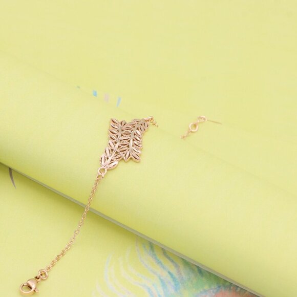 "Elegant Leaf Pattern Rose Gold Bracelet for Women, XPBL1082 - Picture 2 of 13